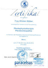 Zertifizierung zur Therapeutin fr Pferdeosteopathie &  Physiotherapie